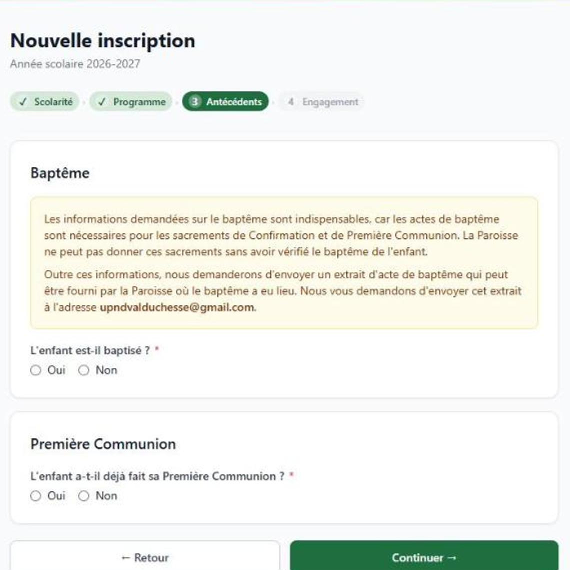 3. Antécédents : baptême et première communion
