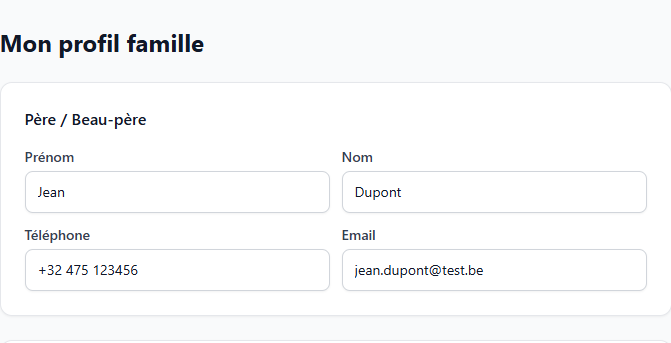 Modifier mon profil famille